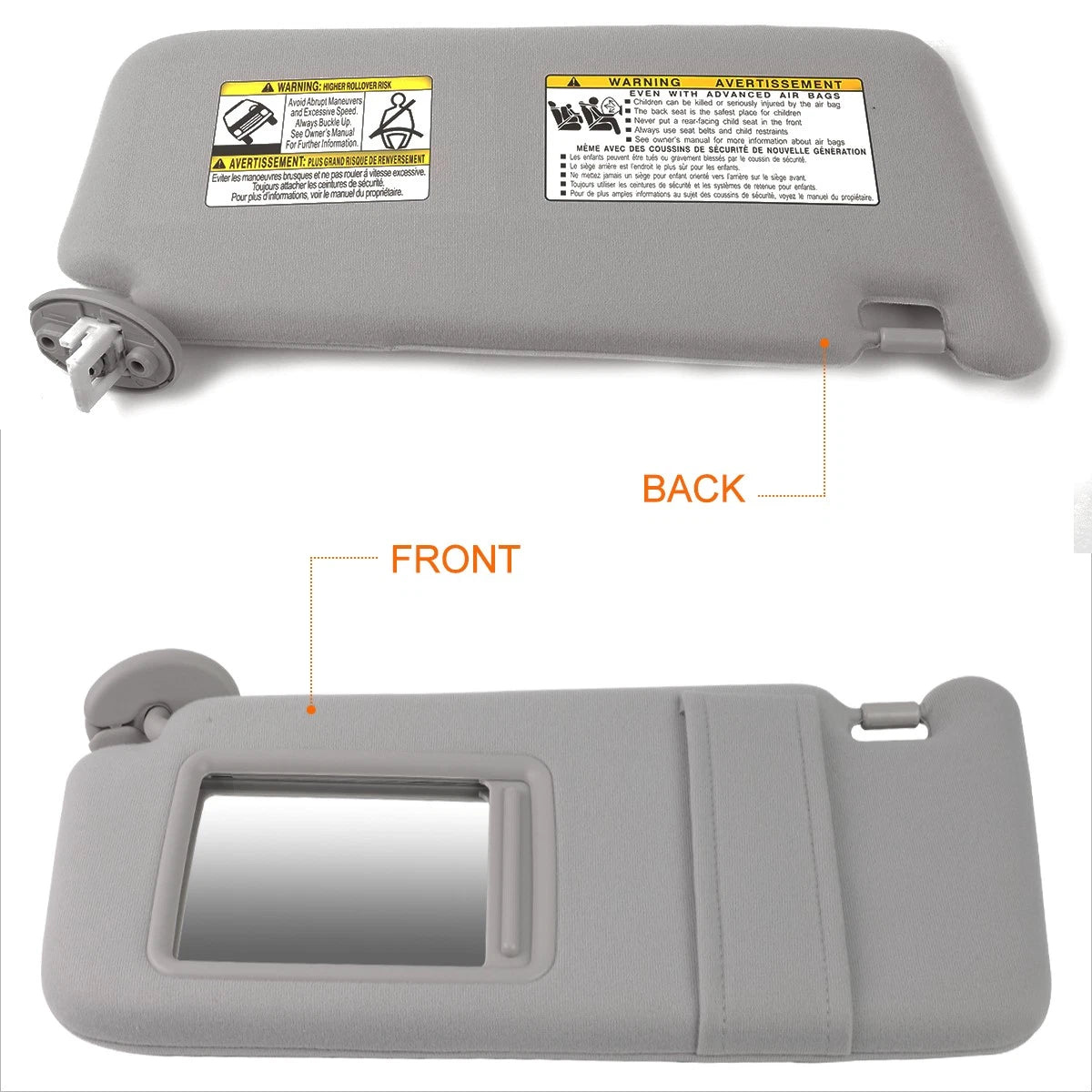 Driver Side Sun Visor for Toyota Venza (2009–2016) OE Style with Mirror Grey