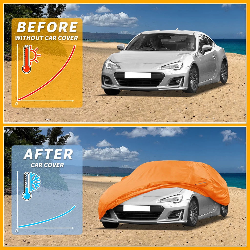 Waterproof Car Cover for Subaru BRZ (2013–2021) - Orange Cotton, Zipper