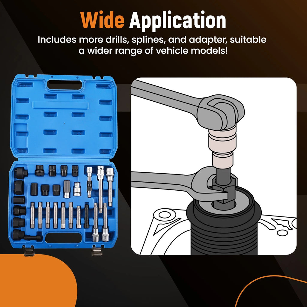 30Pc Alternator Pulley Remover Kit for VW Audi BMW Mercedes