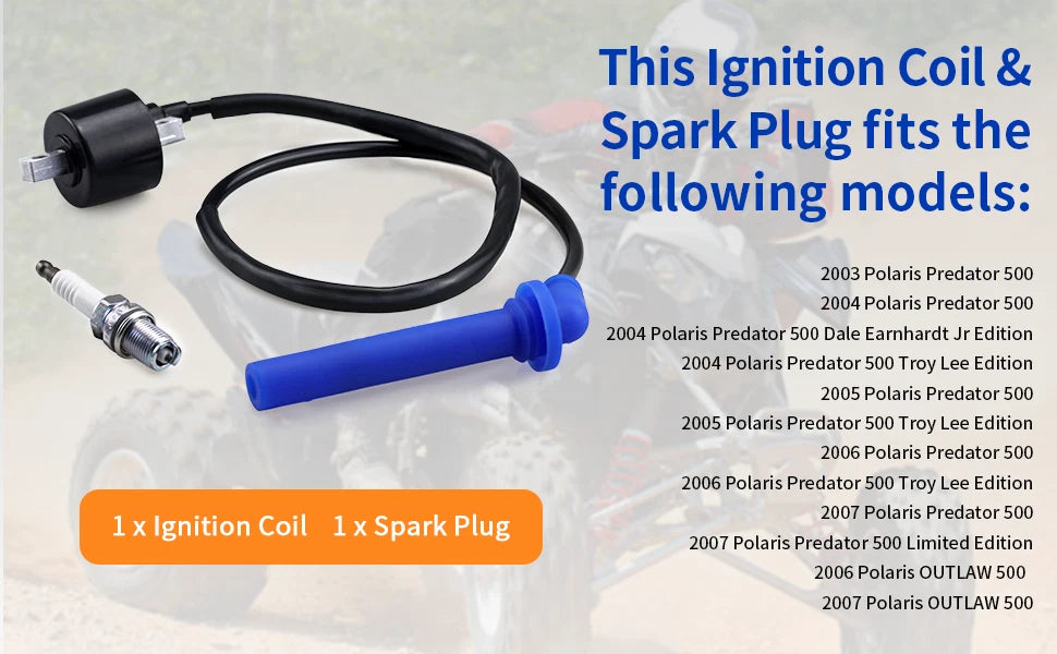 Ignition Coil & Spark Plug for Polaris Predator 500 (2003-2007)