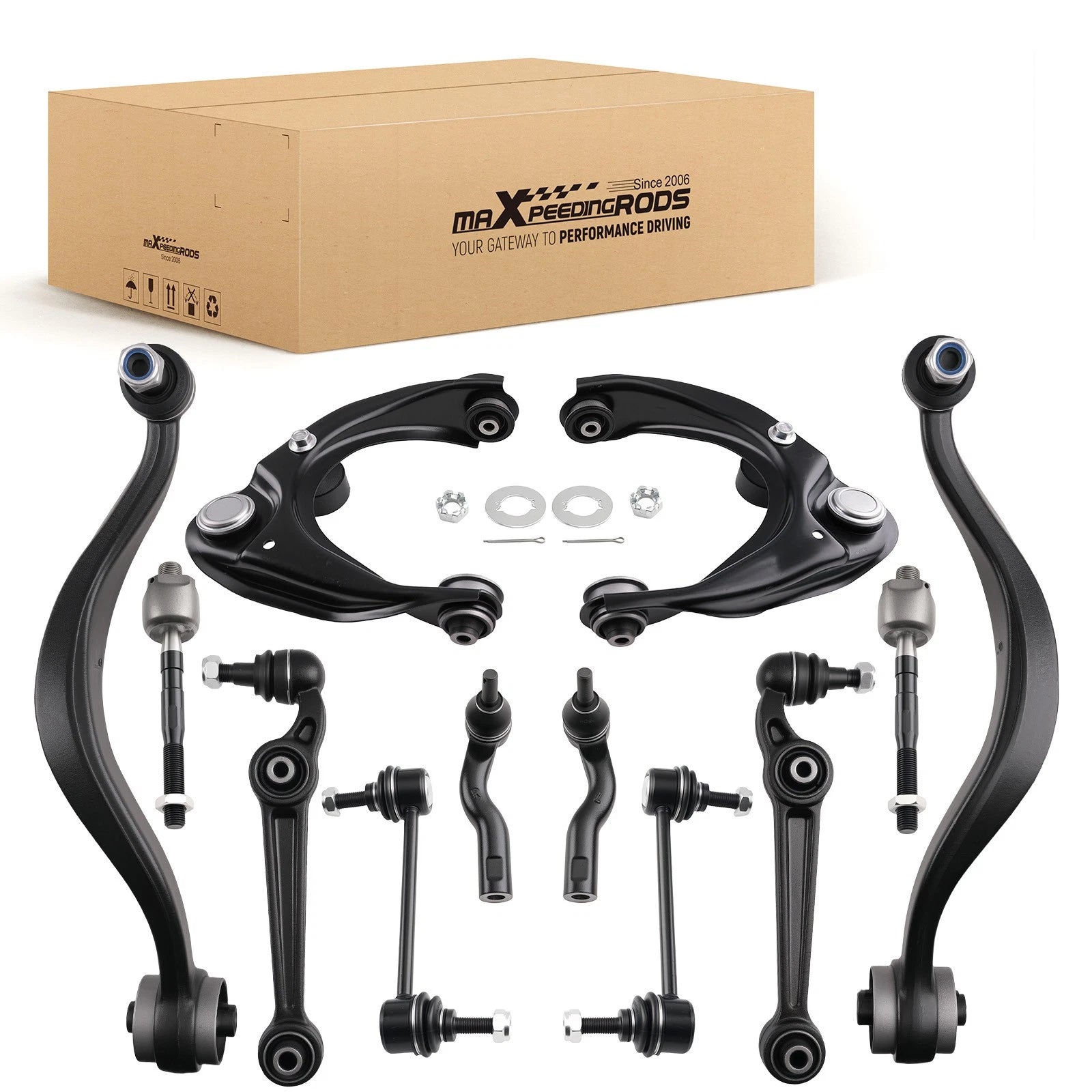 12x Front Lower Control Arms Ball Joints Tie Rods for Ford Fusion Mercury Milan (2006–2012)