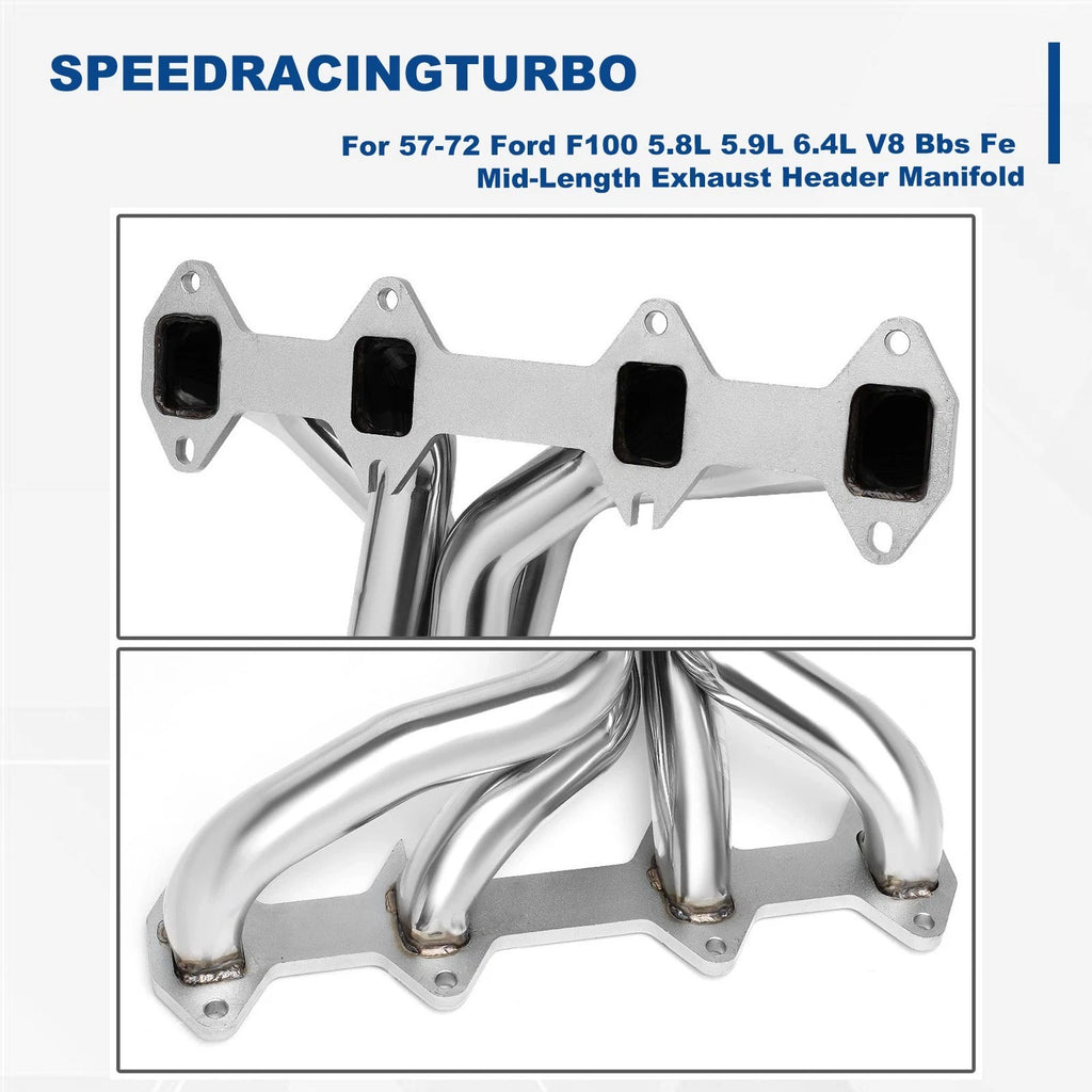 Exhaust Header Manifold Pair for Ford F100 (1957–1972) 5.8L 5.9L 6.4L V8