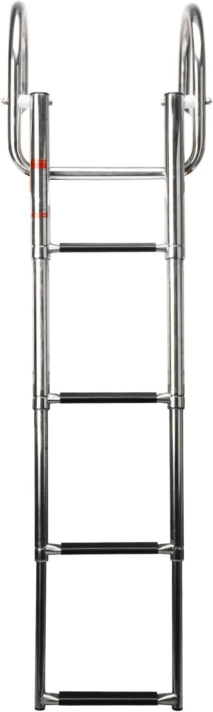 4 Steps Folding Pontoon Boat Ladder for Universal Use (Telescoping, Stainless Steel)