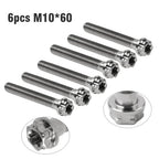 6pcs M10x60mm Titanium Torx Head Flange Screws for Motorcycle Bike