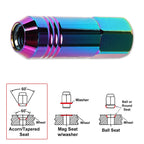 Set of 20 M12X1.5 Neo Chrome Open End Conical Wheel Lug Nuts + Extension 20mm