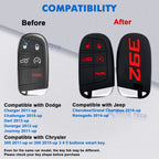 Silicone Remote Key Fob Shell Cover Case for Jeep Chrysler Dodge (2014-Up)