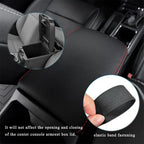 Black PU Leather Center Console Lid Armrest Cover for Toyota Tacoma (2016-2023)