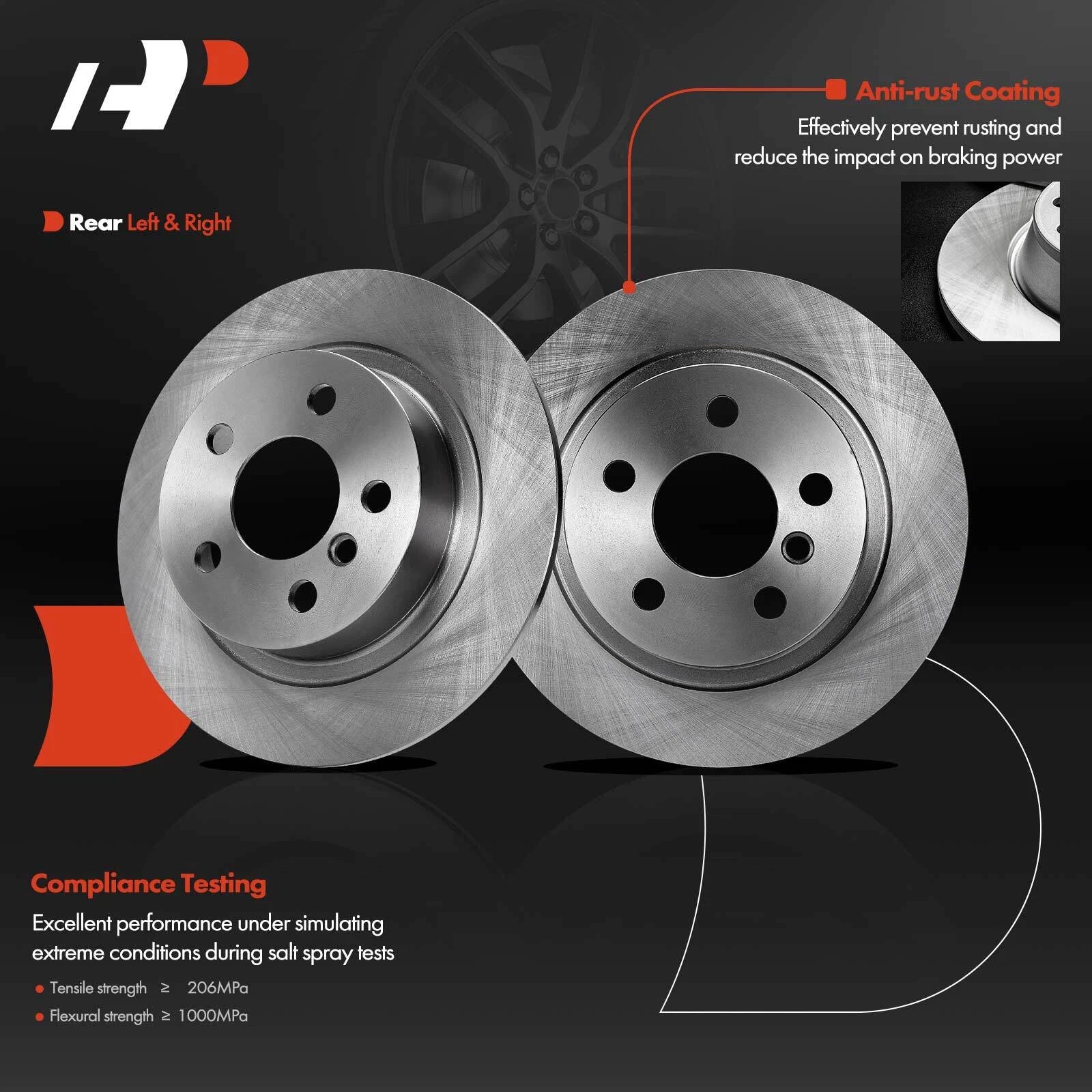 Rear Disc Brake Rotors & Ceramic Pads for BMW i3 (2014-2016)