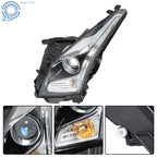 Left Headlight for Cadillac ATS (2013–2018) Halogen Clear Lens Chrome Housing