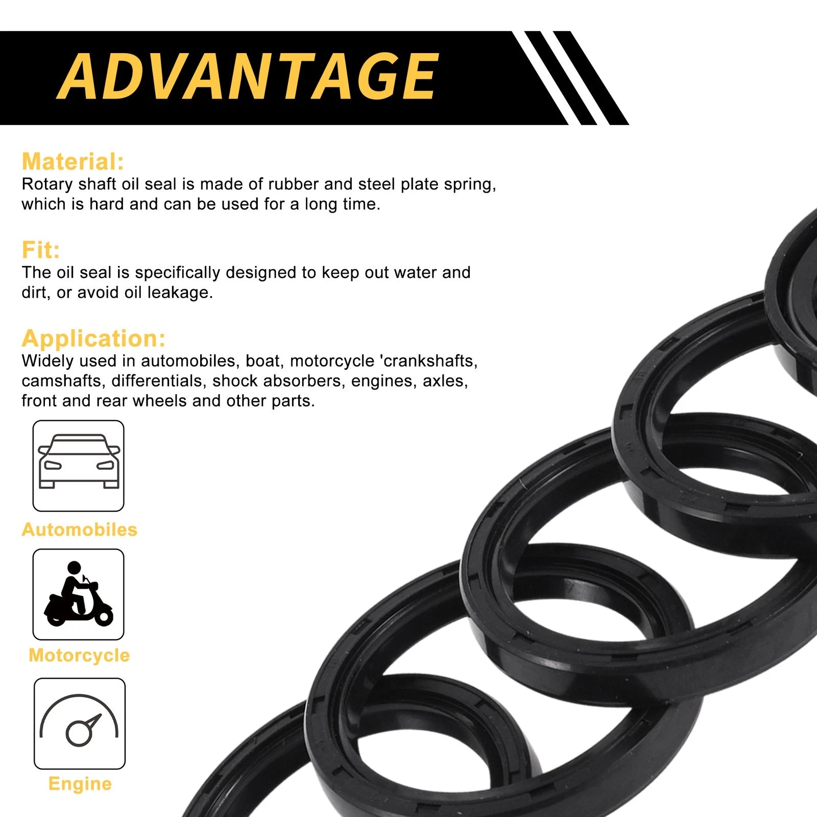 Set of 5 Oil Seal Rotary Shaft Seal NBR Rubber 40x50x7mm