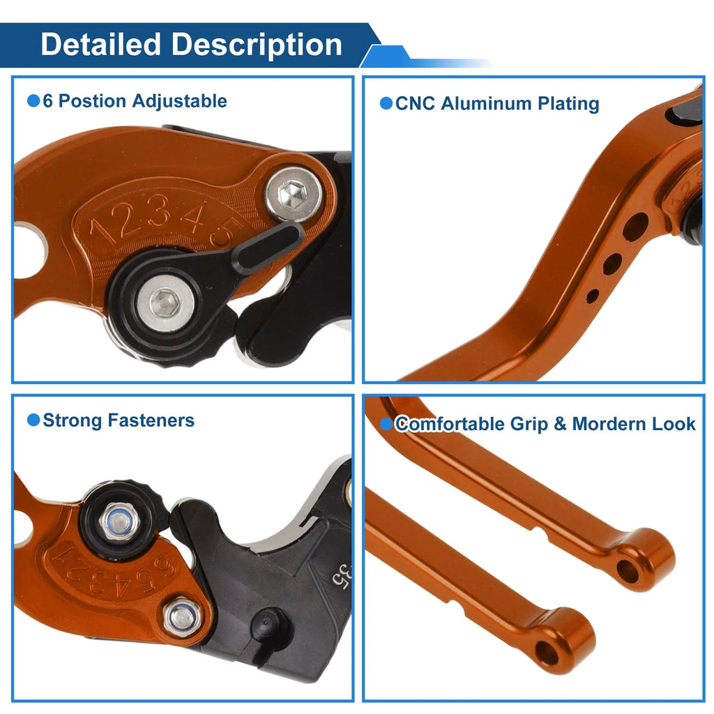 Adjustable Brake Clutch Levers Set for Suzuki GSXR1000 (2005–2006) Orange