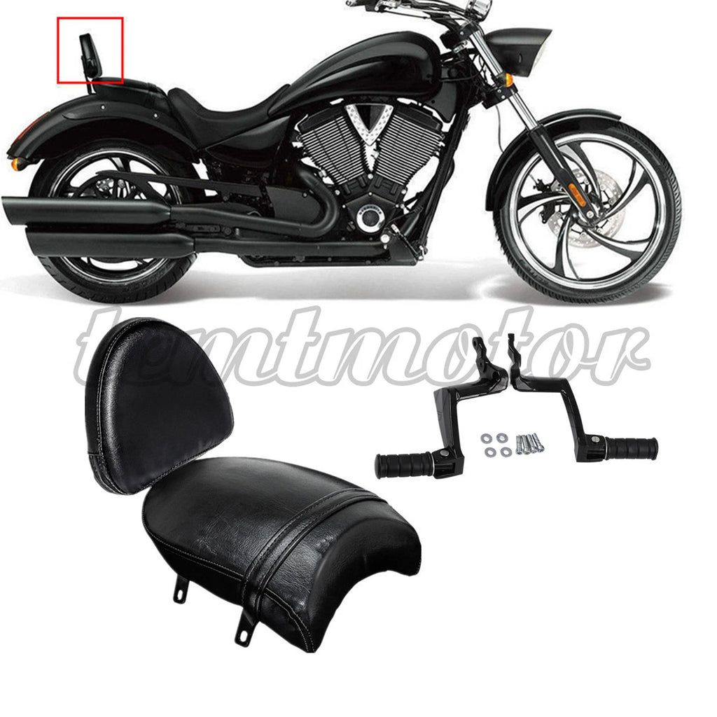 Rear Backrest Sissy Bar w/ Passenger Seat Foot Pegs for Victory Vegas (2003–2017)