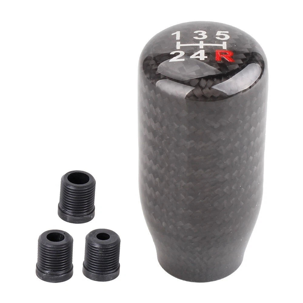Carbon Fiber Manual Gear Shift Knob Shifter Lever 5 Speed Universal