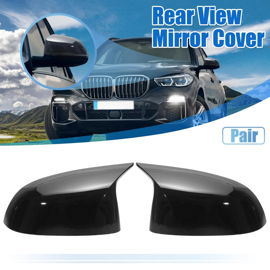 Pair Rear View Mirror Cover Gloss Black for BMW X5 X4 X7 (2019–2021)