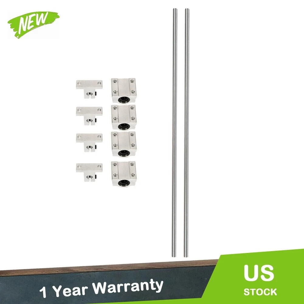 Set of 2 Linear Shafts with SCS10UU Blocks and SK10 Supports for Universal Use