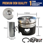 Set of 4 Piston with Rings for Isuzu NKR (4HF1)