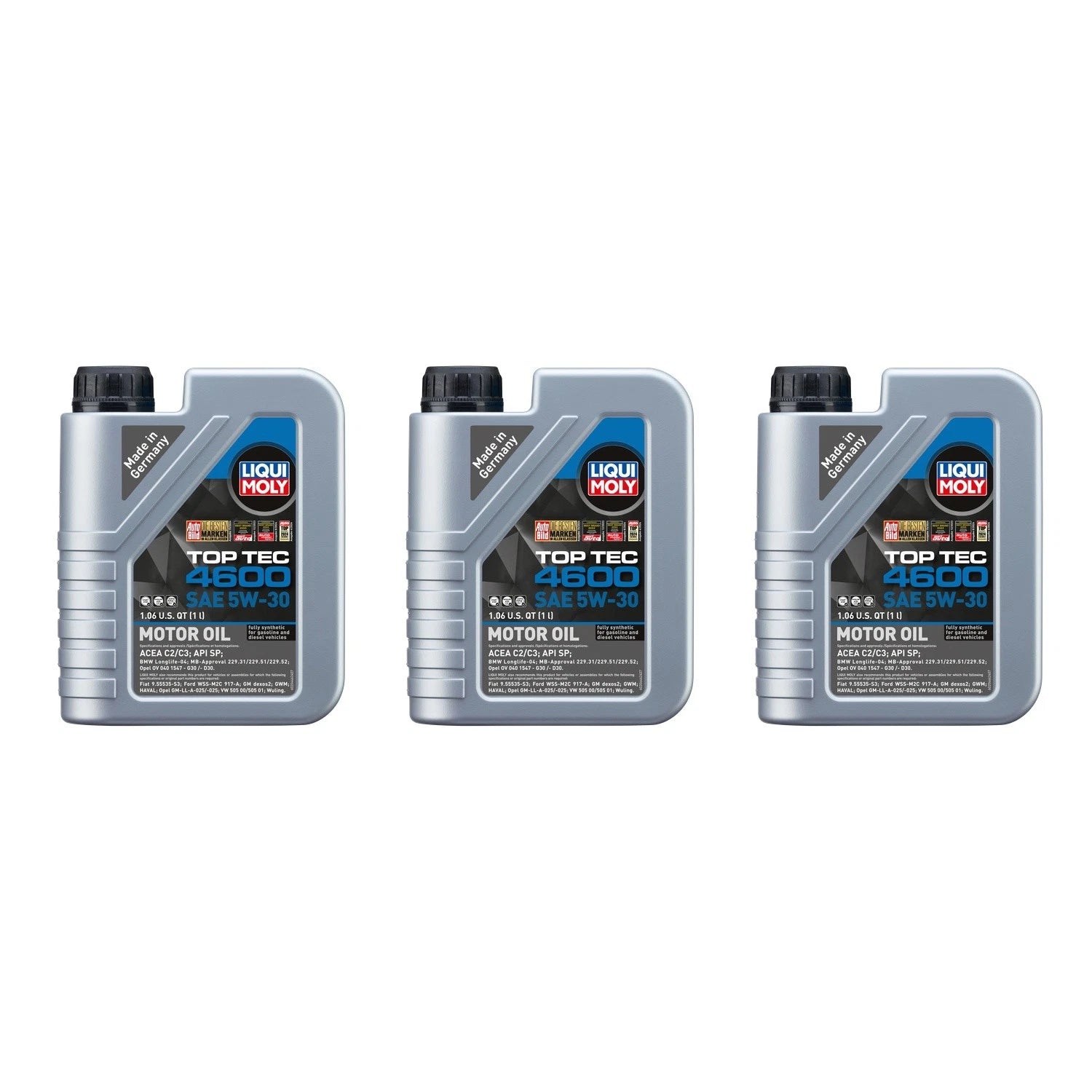 Set of 3 Liqui Moly Top Tec 4600 5W-30 Engine Motor Oil (1L each)
