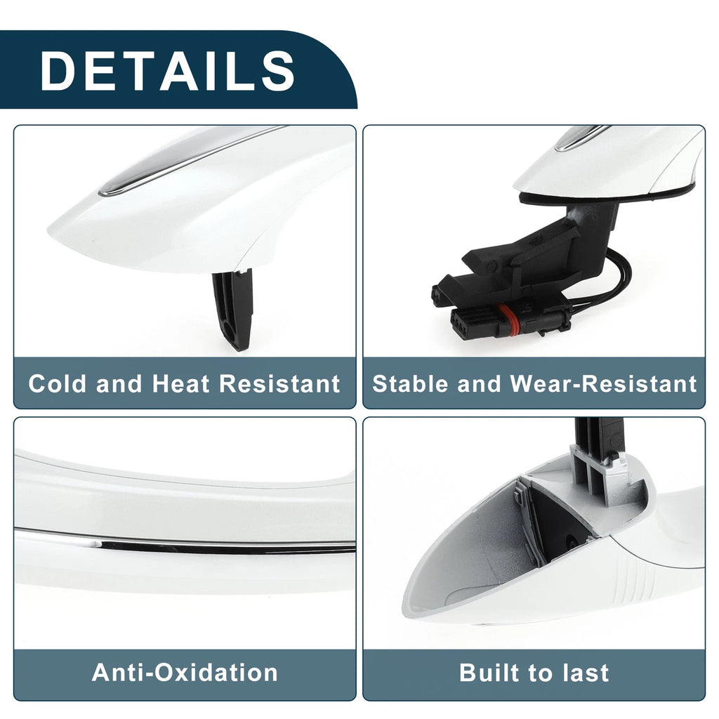 Rear Right Exterior Door Handle for BMW F07 F10 (2009–2017) No. 51217231934 White Silver Tone
