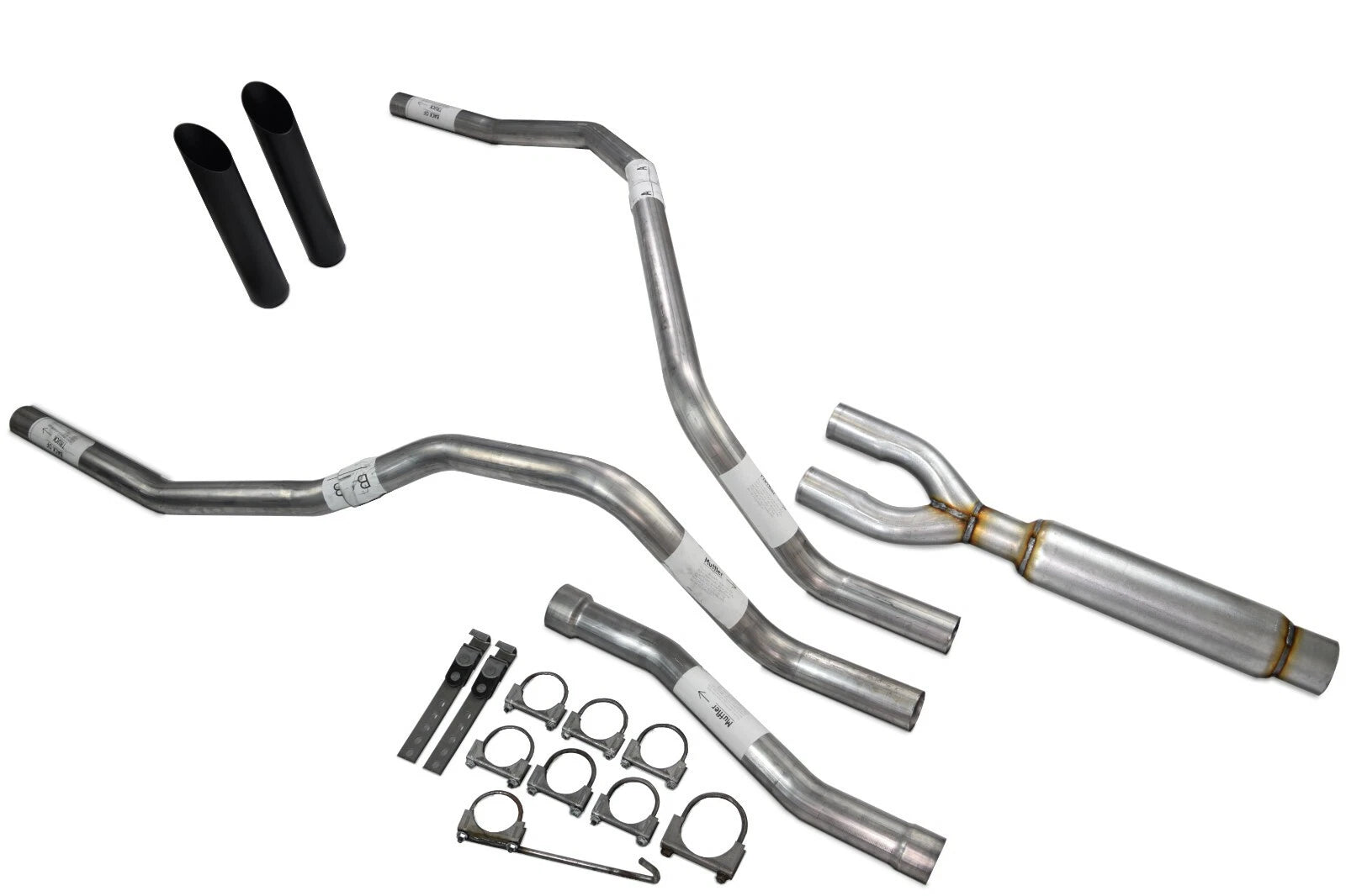 Dual Exhaust 2.5" Glasspack for Nissan Titan (2004–2006) - Black Tip Rear Exit