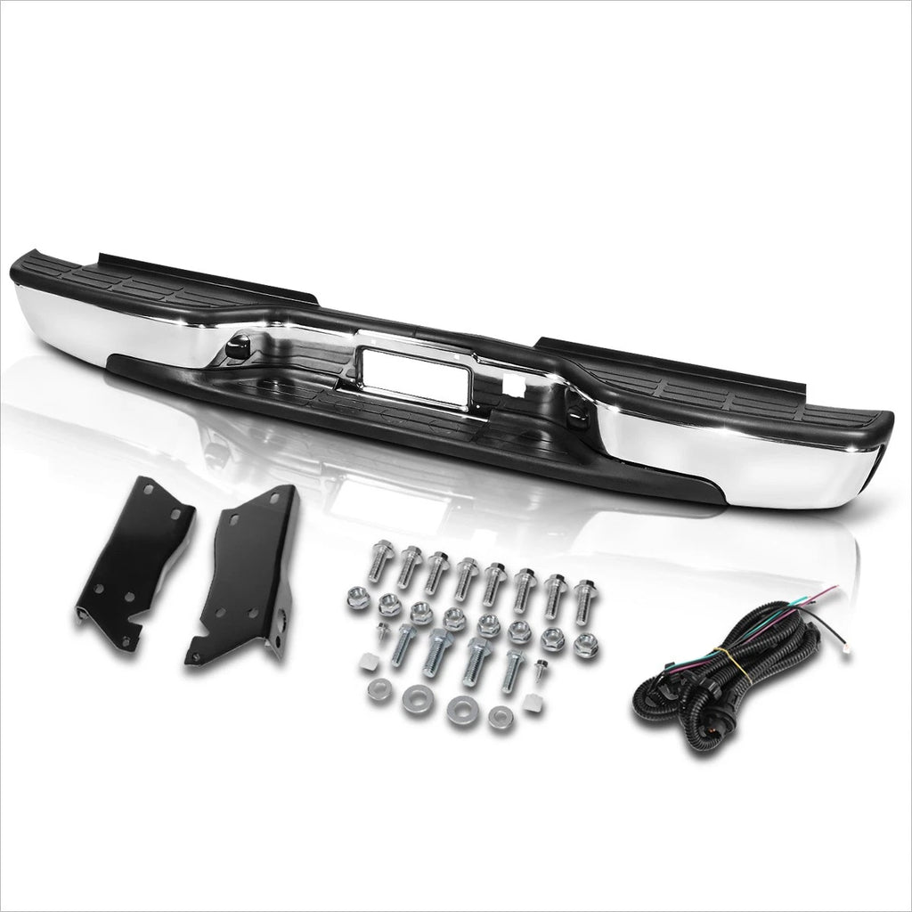 Rear Step Bumper for Silverado/Sierra 2500HD 3500 (2001–2007) w/ License Plate Lights