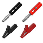 Insulated Test Leads with Crocodile Clips and 4mm Connector for Laboratory Use