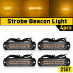 8x LED Strobe Light Bar for Car Truck Amber Hazard Beacon