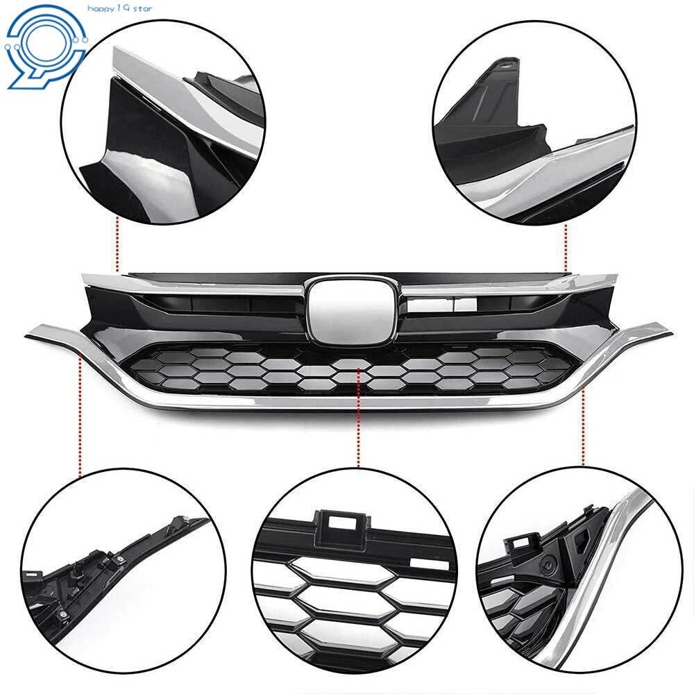 Chrome Upper and Lower Front Bumper Grille Trim for Honda CR-V (2015-2016)