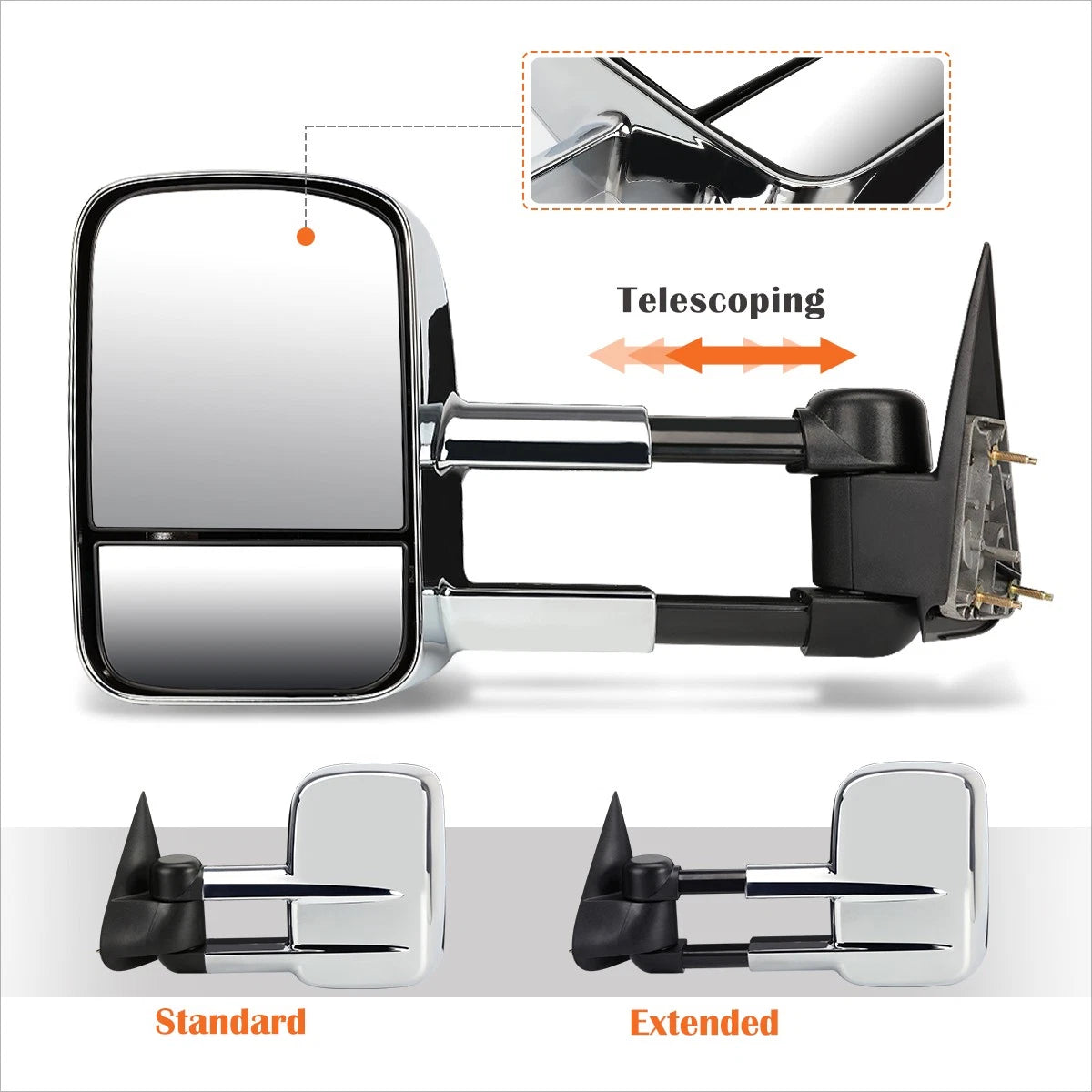 Power Heated Towing Mirrors for Silverado/Sierra (1999–2002) with LED Lamp