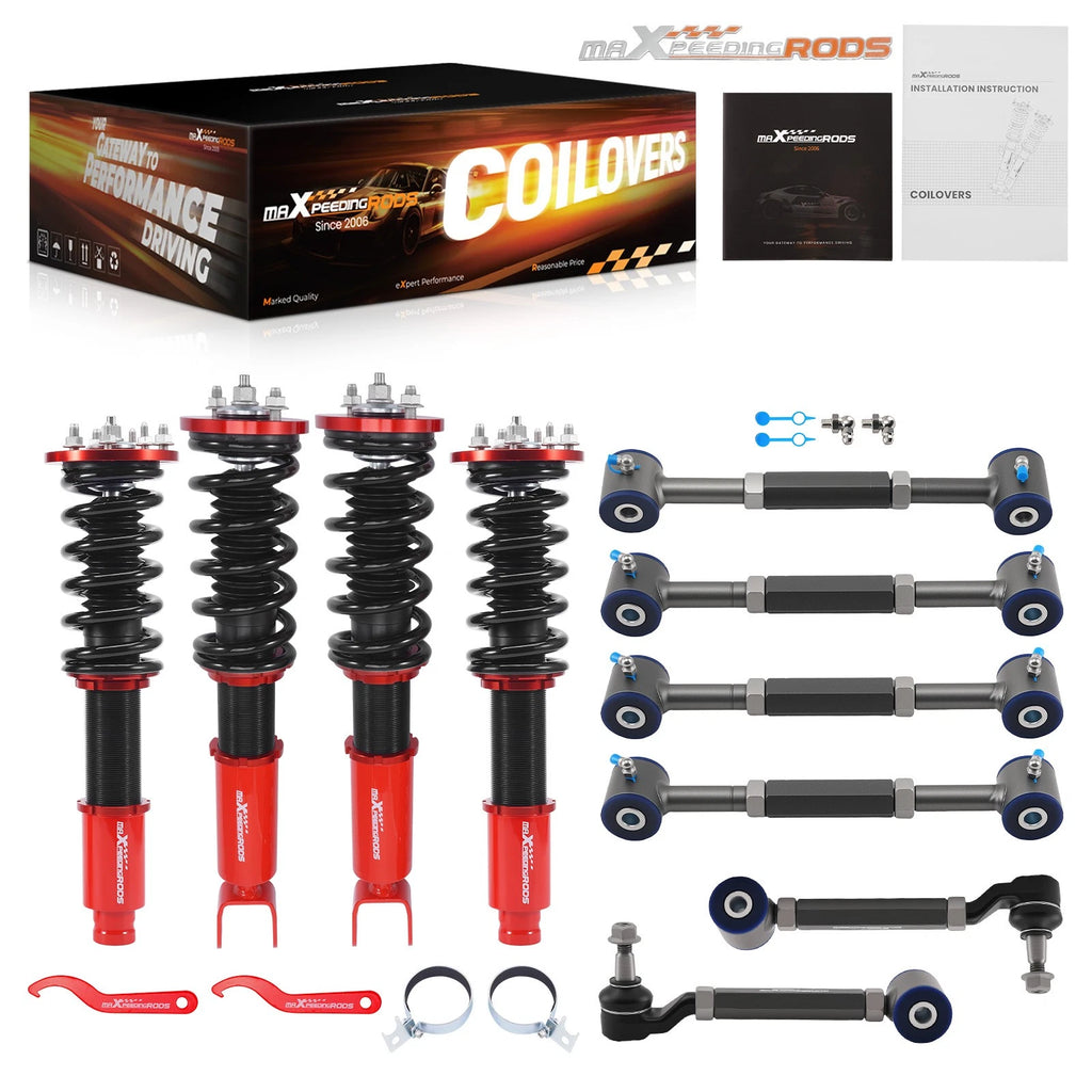 Set of 4 Coilovers + 4 Rear Camber Arms + 2 Rear Toe Arm Kit for Honda Accord (2008–2012)