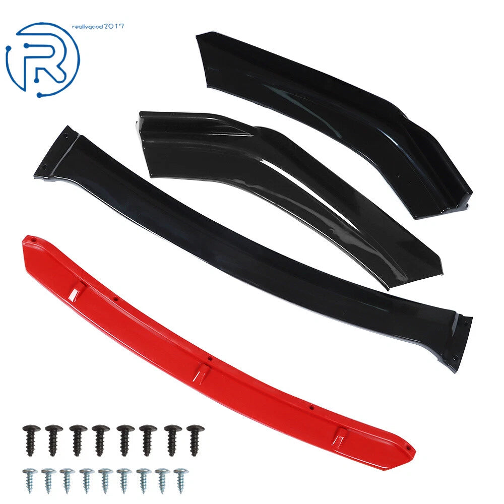2 Layers Glossy Black Front Bumper Lip Spoiler for Universal Cars
