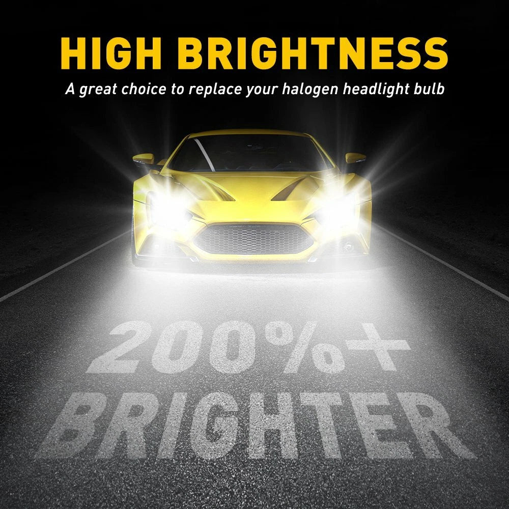 2X LED Headlight Bulbs for H4 9003 (6500K)