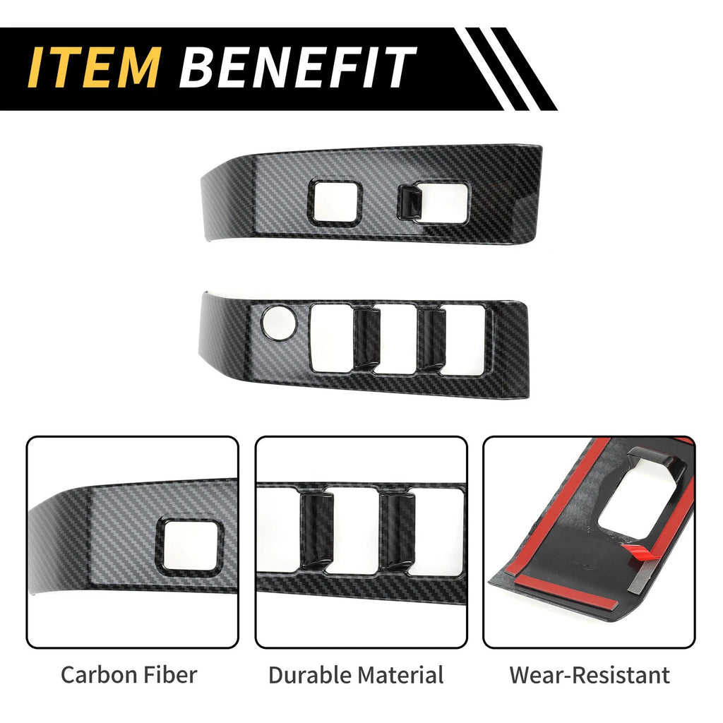 Set of 2 Carbon Fiber Pattern Front Door Window Switch Panels for Toyota Tacoma (2016–2023)