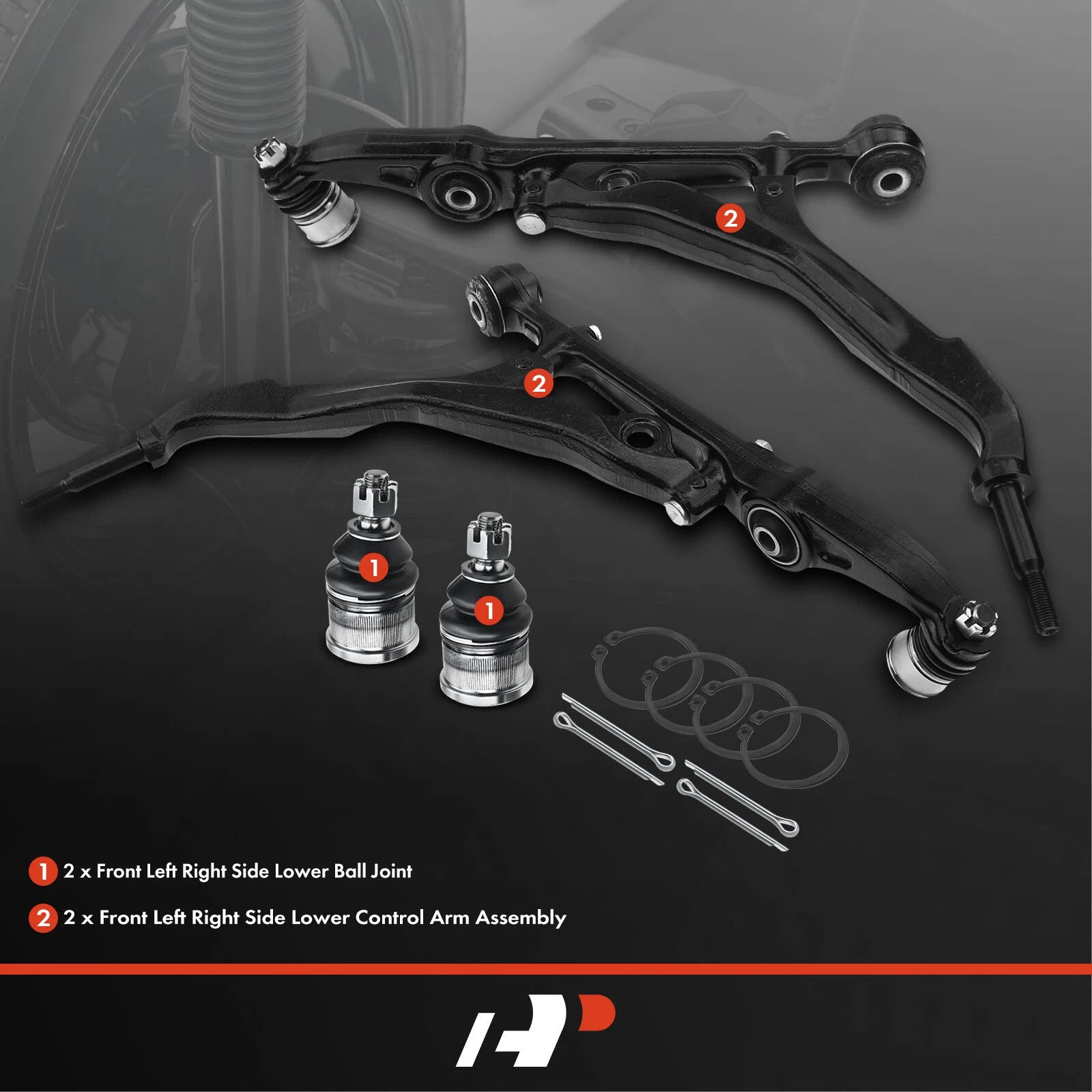 Set of 4 Front Lower Control Arms & Ball Joints for Honda Civic (1992–1995)