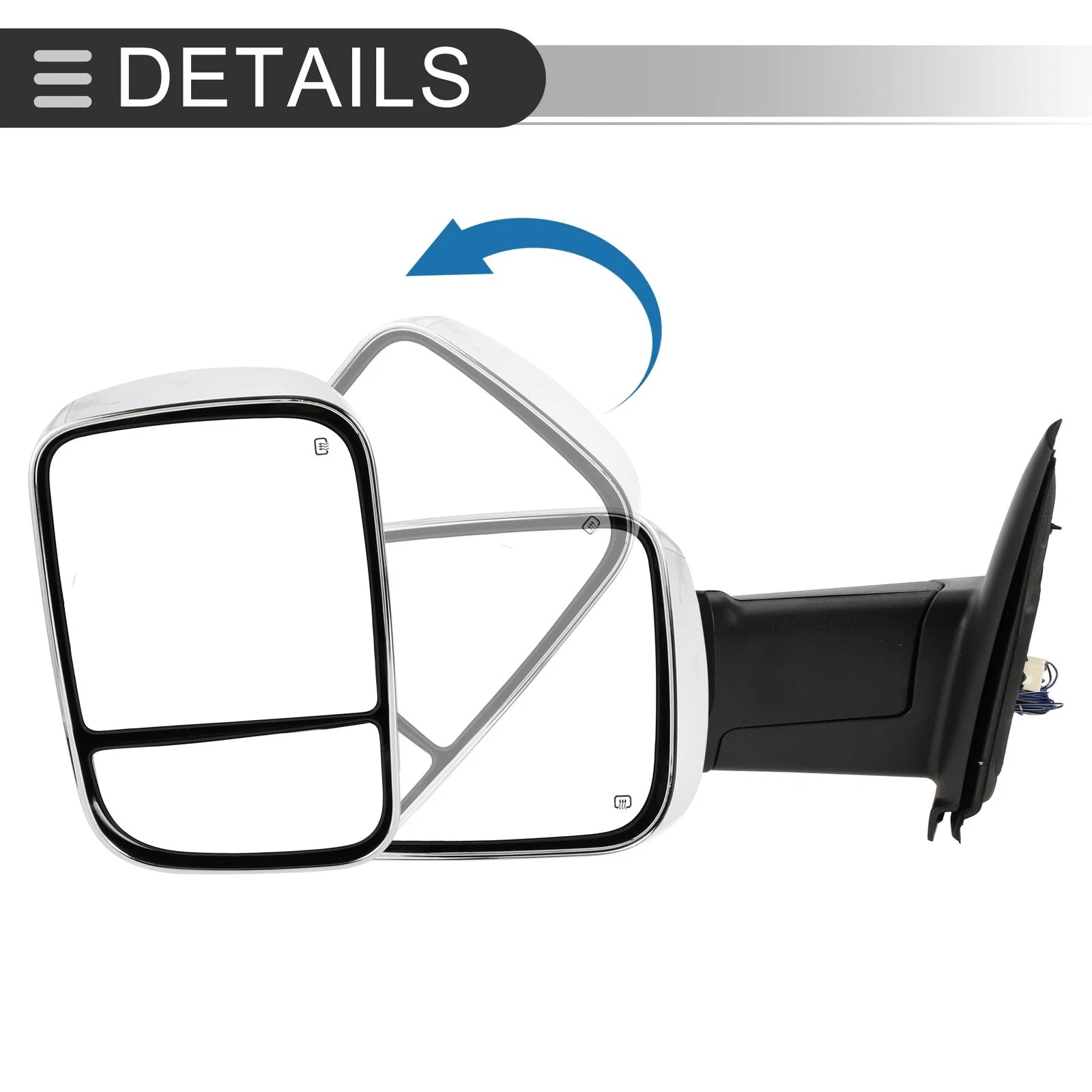 Tow Mirrors for Dodge Ram 1500 (1 Pair, Turn Signal Light, Silver Tone)