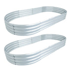 Set of 2 Galvanized Oval Raised Garden Beds for Outdoor Gardening