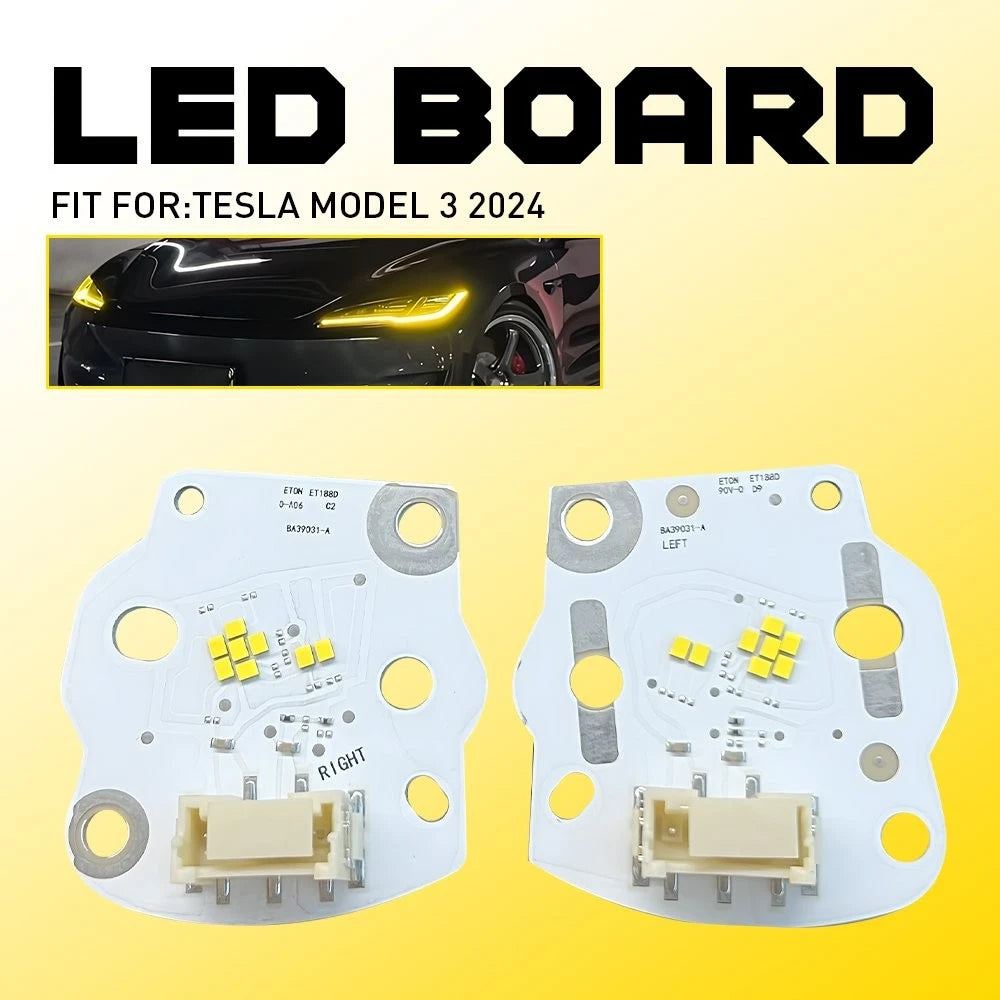Yellow DRL LED Boards for Tesla Model 3 (2024–2025) Headlight Module