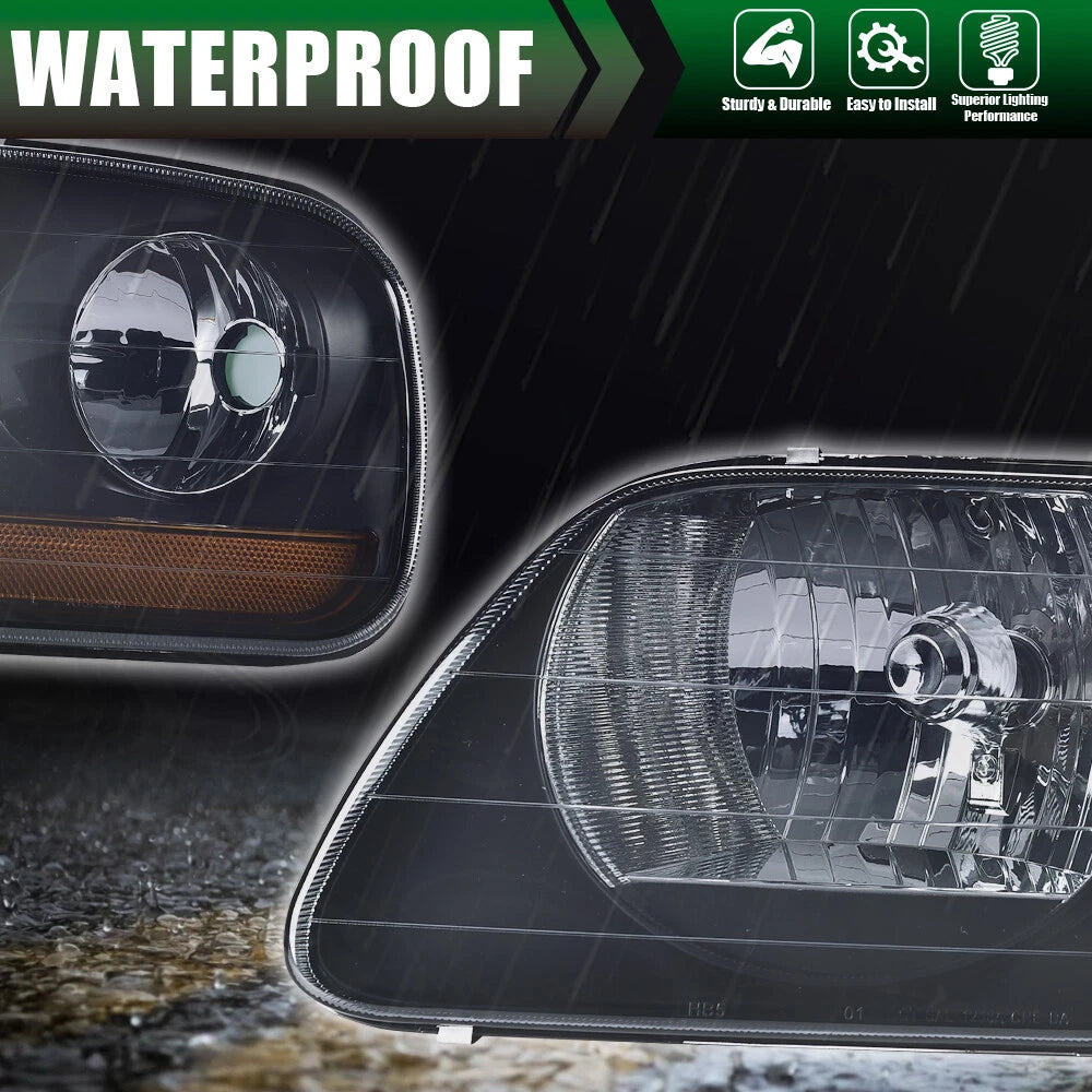 Set of 2 Lightning Style Headlights for Ford F-150 Expedition (1997–2003)