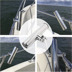 Set of 4 Stainless Steel Clamp On Fishing Rod Holders for Boat (7/8"-1")