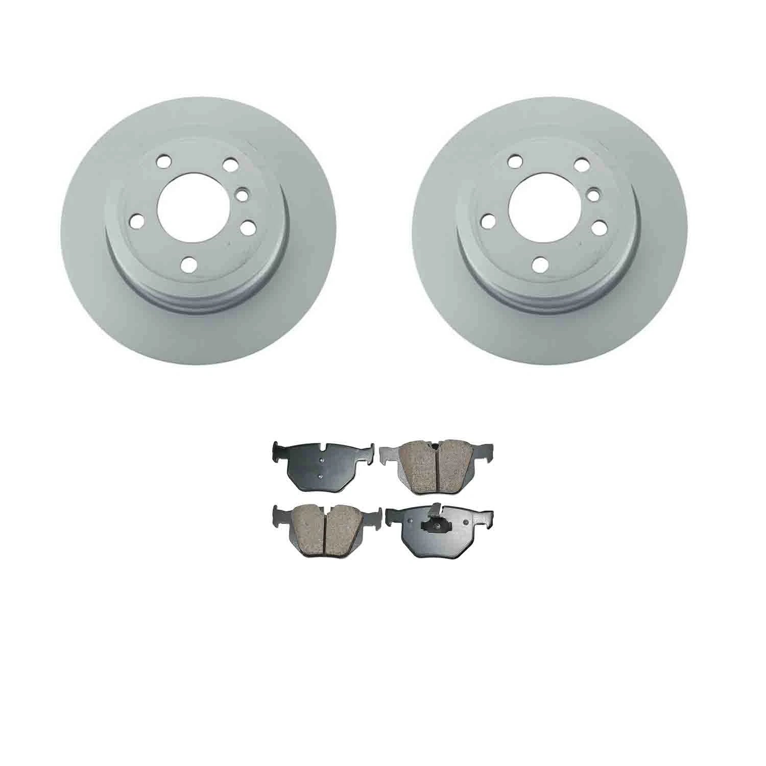 Set of 2 Rear Rotors & Akebono Euro Disc Brake Pads for BMW F15 F16 (2014–2019)