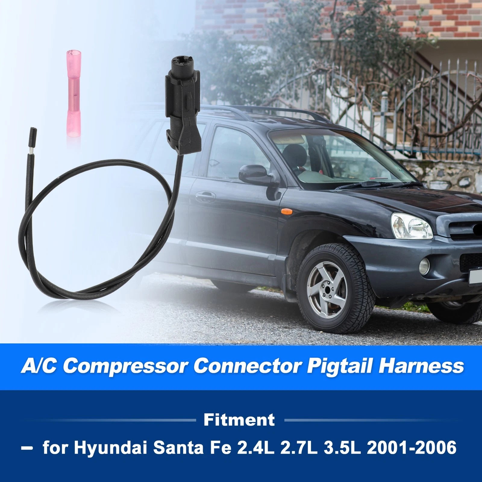 A/C Compressor Connector Pigtail Harness for Hyundai Santa Fe (2001–2006)