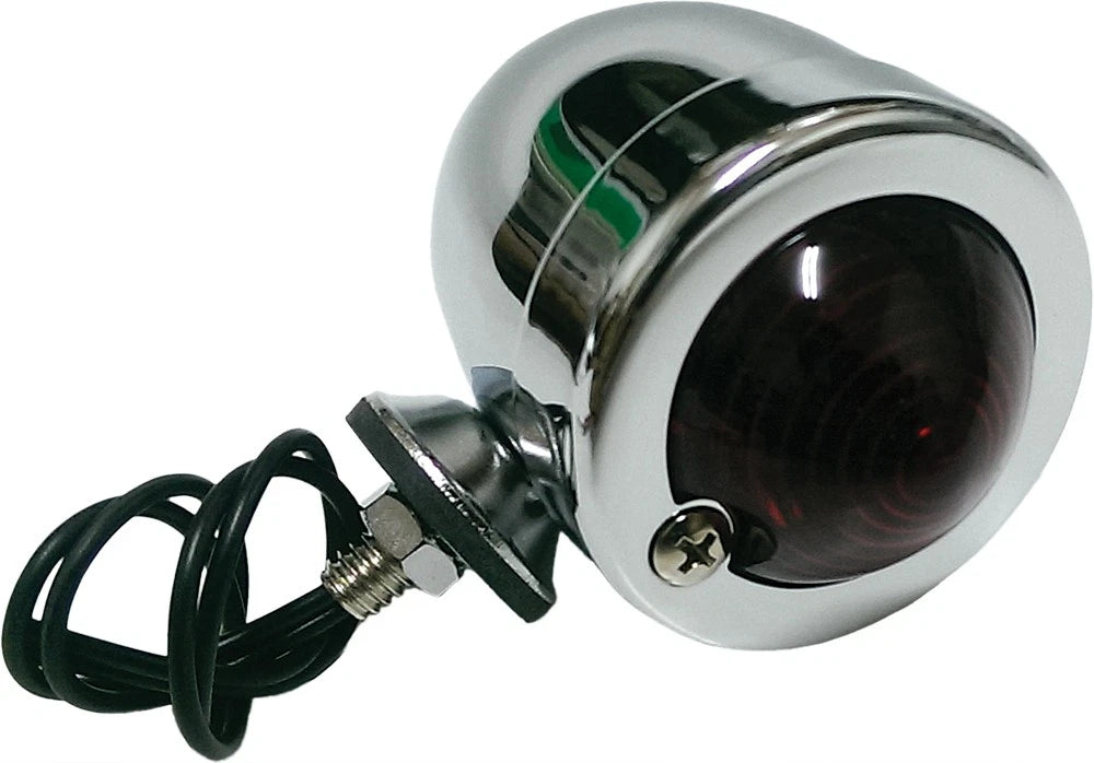 Bullet Marker Light Chrome Red Lens for V-Twin Motorcycles (2010–2016)
