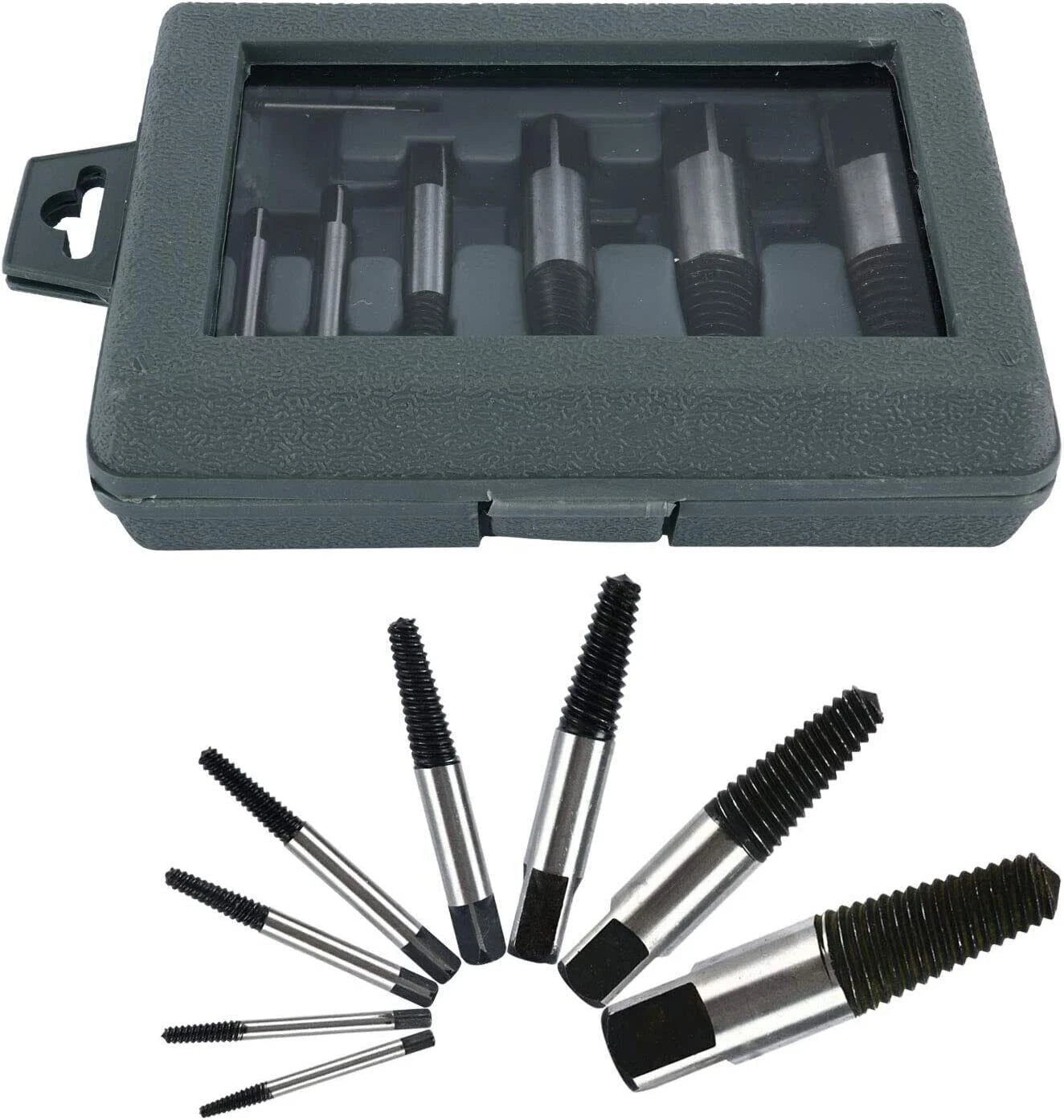 8-Piece Screw Extractor Set for Damaged Bolts and Drills
