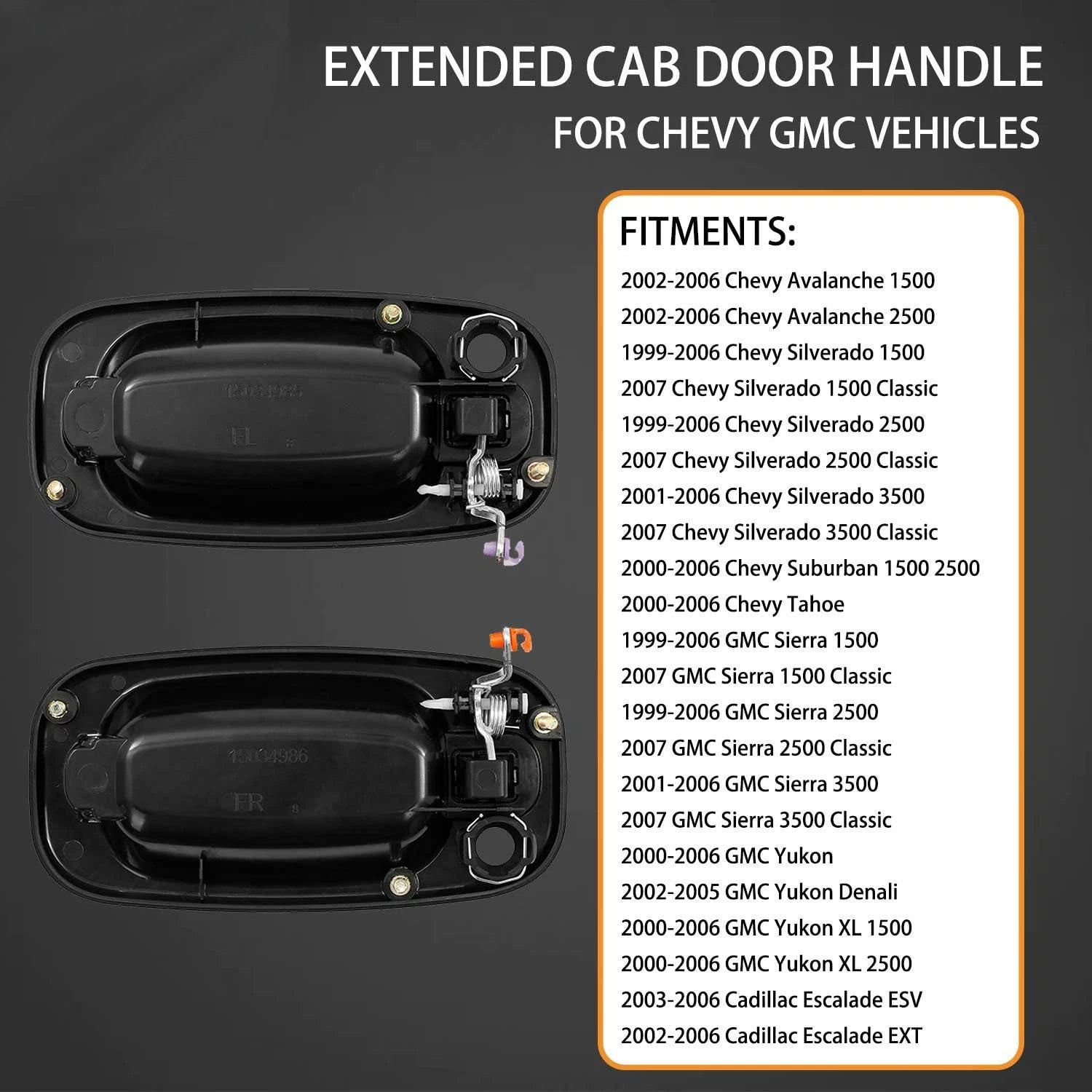 Set of 4 Exterior Door Handles for Chevy Silverado GMC Yukon (1999–2007) 15721571