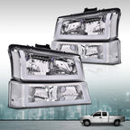 Clear Chrome Headlights with LED DRL for Chevy Silverado/Avalanche (2003–2006)