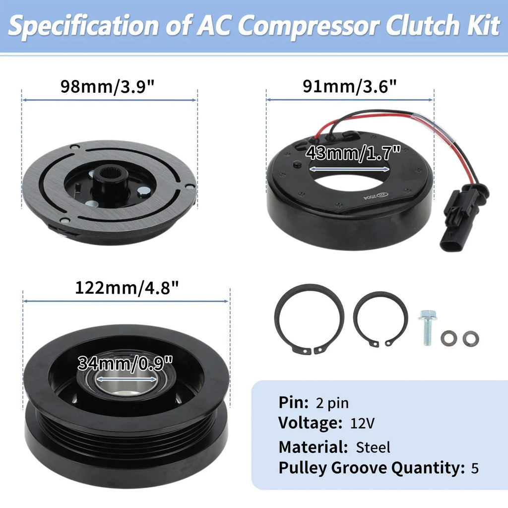 AC Compressor Clutch Kit for Chevrolet Equinox, GMC Terrain (2010-2017)