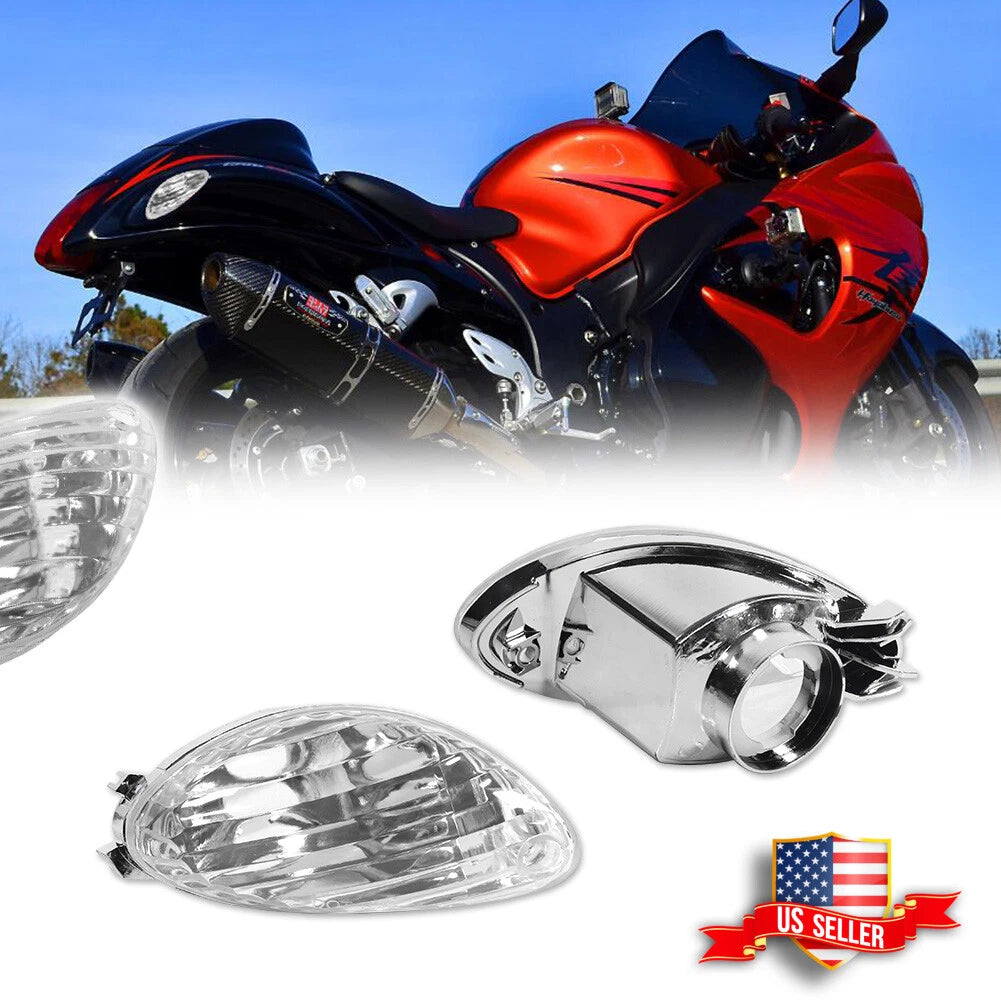 Chrome Clear Lens Rear Turn Signal Lights for Suzuki Hayabusa GSX1300R (2008–2020)