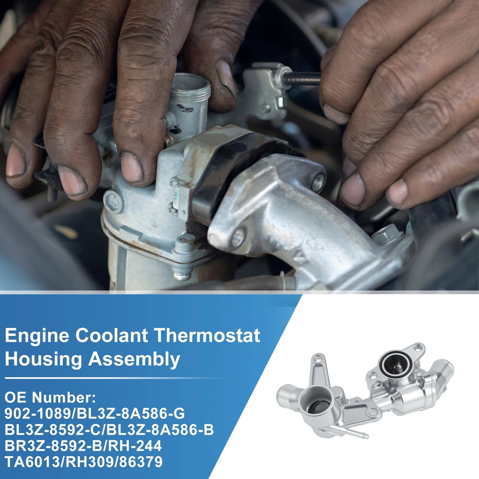 Engine Coolant Thermostat Housing Assembly for Ford Expedition Explorer F-150 (2003–2021)