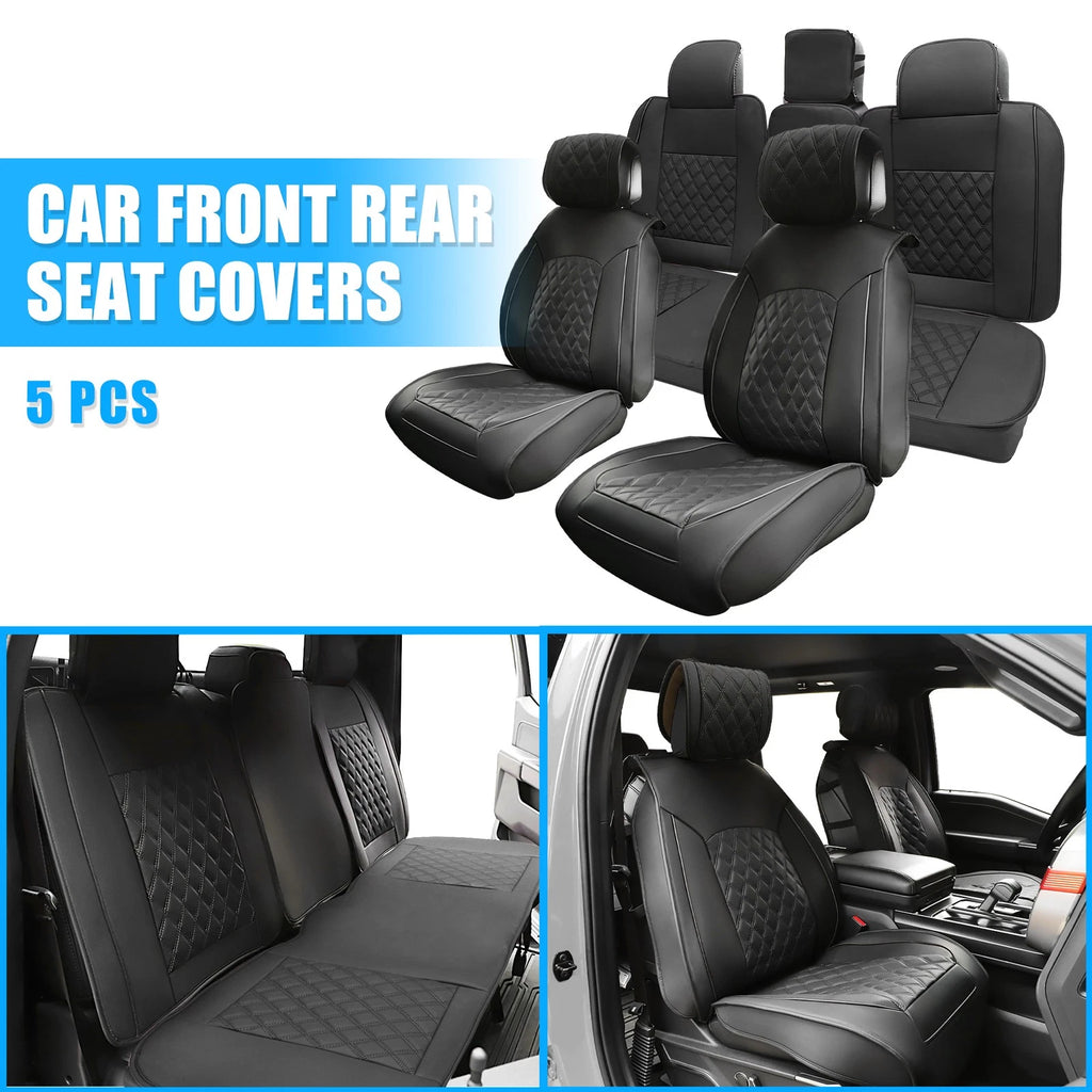 Set of 5 Black Front Rear Seat Covers for Toyota Tacoma (2005–2024)