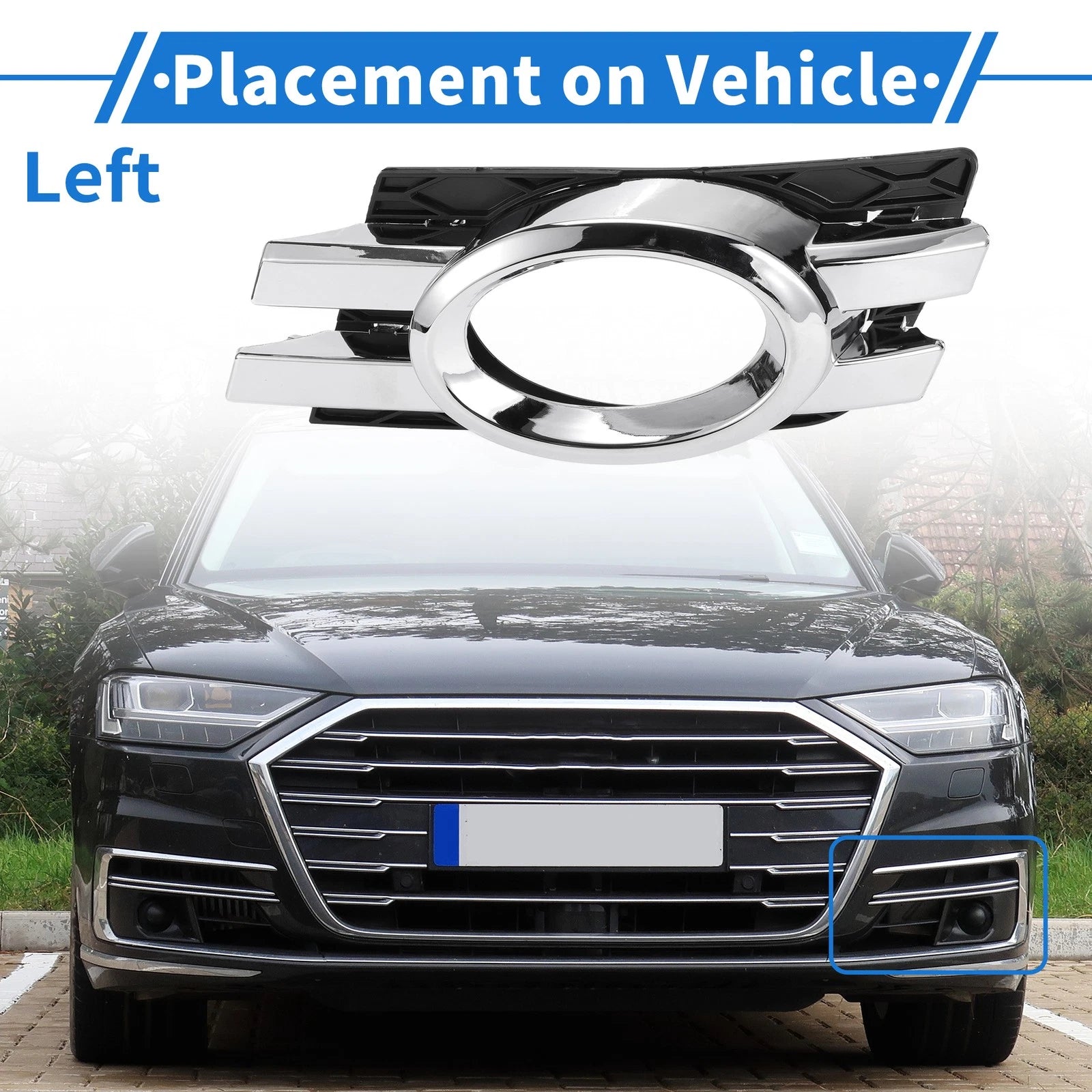 1Pc Front Left Fog Light Grill for Mercedes-Benz (2006–2012) No. 1648800724 Silver Tone