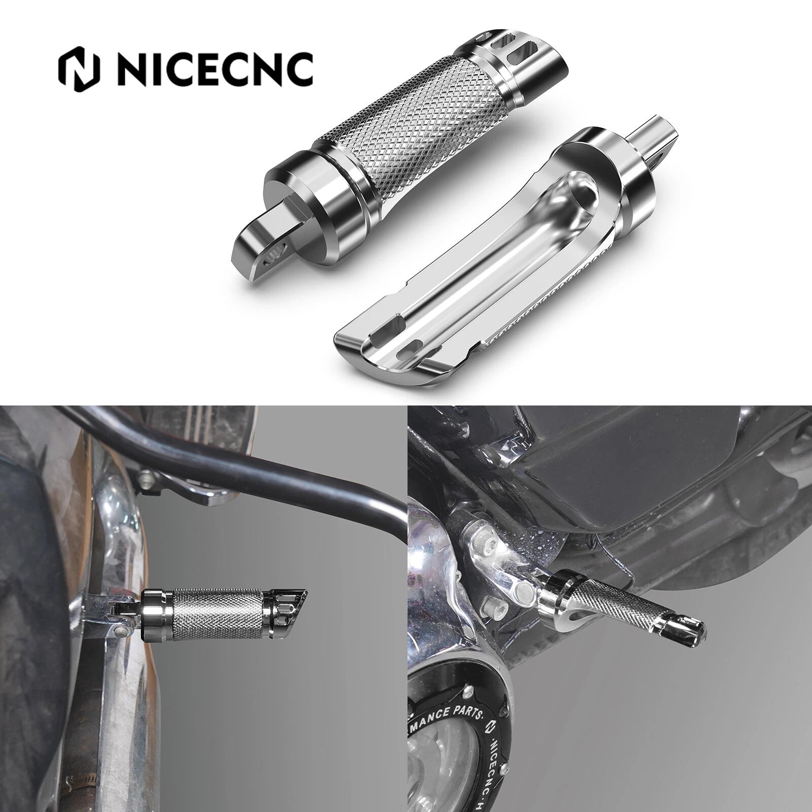 Chromed Rear Passenger Footpegs Footrest for Harley Road Glide (2017–2023)